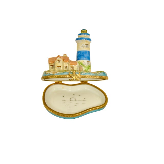 1980s Limoges Seaside Light House Accent Box For Sale - Image 5 of 7