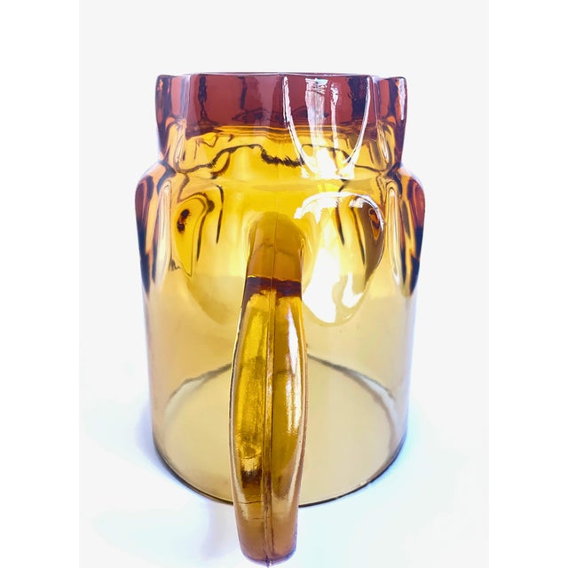 Vintage Hazel-Atlas Reflection Amber Thumbprint Set of 5 – Pitcher & 4 Tumblers For Sale In Atlanta - Image 6 of 12