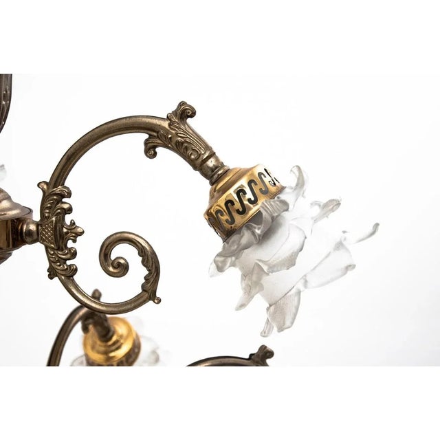 Metal Brass Chandelier, Western Europe, 1950s For Sale - Image 7 of 9