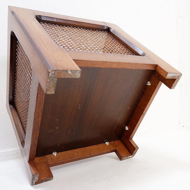 Vintage Planters in Wood and Woven Cane Panels, 1970s, Set of 2 For Sale - Image 13 of 14