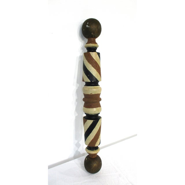 Vintage Folk Art Painted Small Barber Pole For Sale - Image 13 of 13