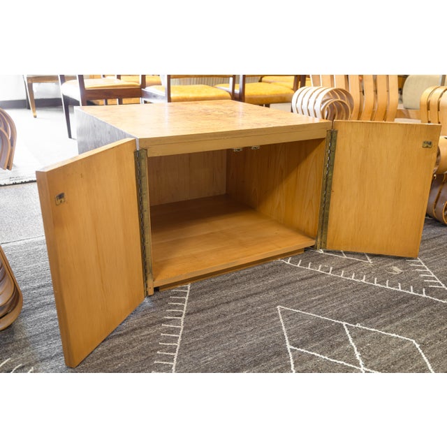 Mid-Century Modern Vintage 1970s Burlwood Cube Cabinet Side End Table Baughman Style For Sale - Image 3 of 6