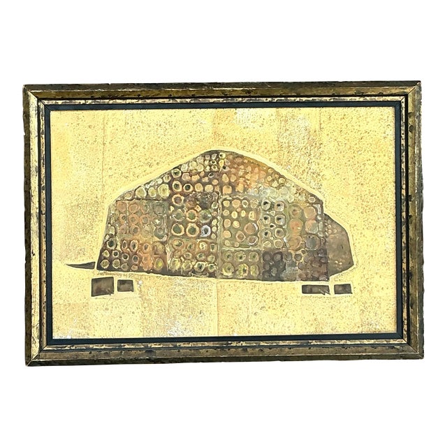 Vintage Boho 1964 Original Mixed Media Armadillo For Sale