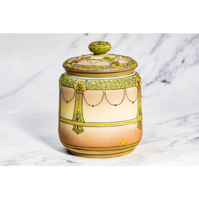 Rare Nippon Antique Hand Painted Native American Indian Chief Tobacco Humidor Porcelain Lidded Jar For Sale - Image 14 of 18