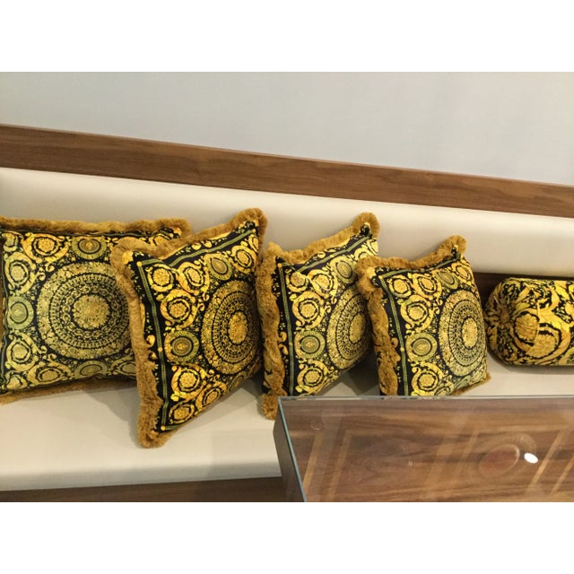 2010s Italian Style Custom Made Gold and Black Pillows - Set of 3 For Sale - Image 5 of 13