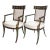 Early 19th Century Italian Regency Style Ebony & Gilt Armchairs in European Silk - a Pair For Sale
