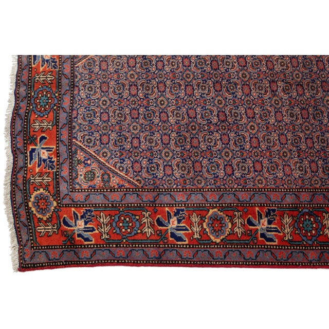 Medallion Motif Persian Mahal Wool Rug in Red and Blue For Sale - Image 4 of 9