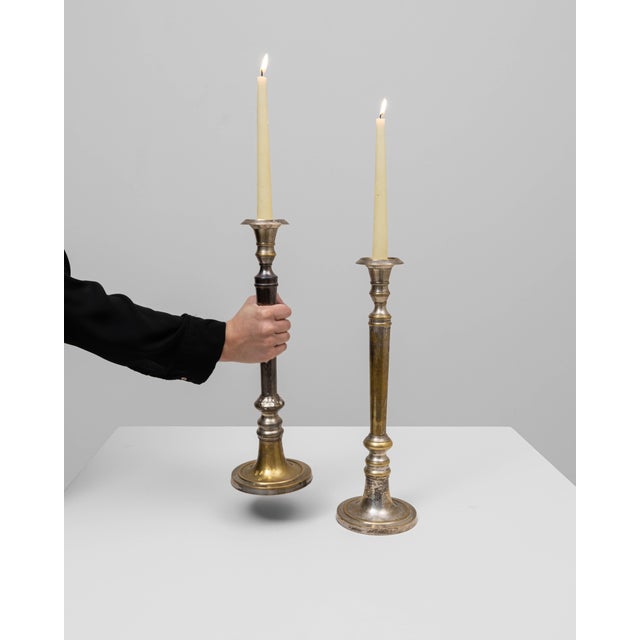 20th Century French Brass Candlesticks - A Pair For Sale - Image 18 of 18