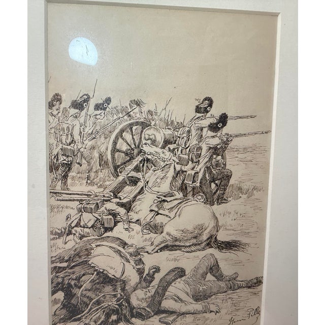 Original 19th Century Antique Henri Pille Military War Battle Pen Ink Drawing For Sale - Image 10 of 18