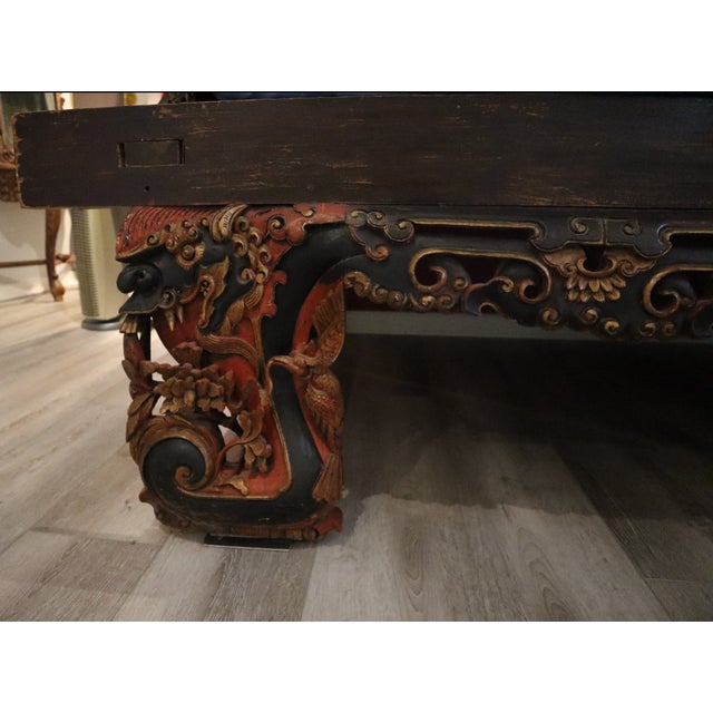 Chinese Ornate Hand Carved Chinese Canopy Wedding Bed With Mirrored Sideboard For Sale - Image 3 of 15