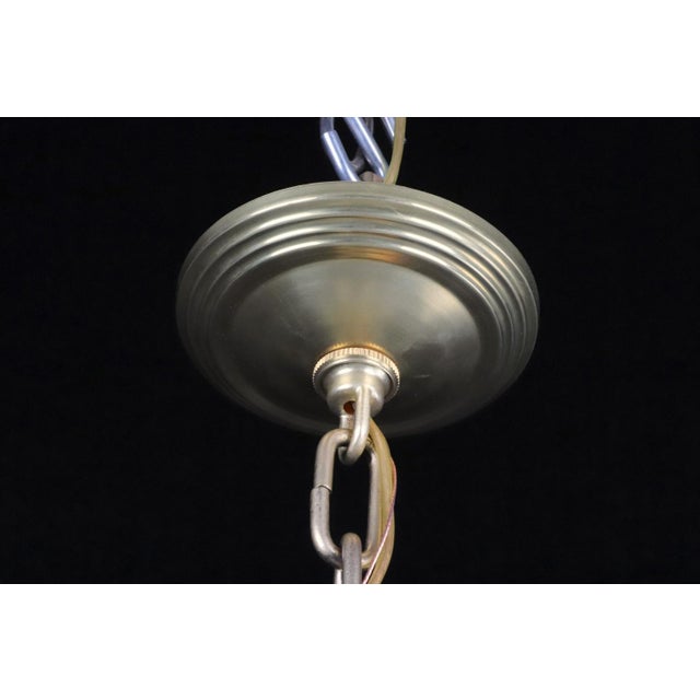 Vintage White Glass Gold 6 S Arm Chandelier For Sale - Image 16 of 16