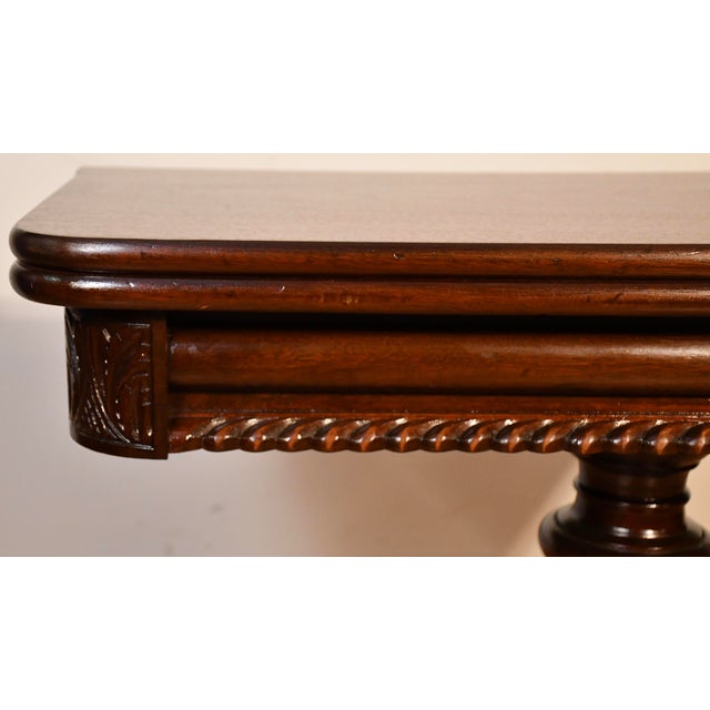 1910s Antique American Empire Solid Mahogany Flip-Top Game Table / Console Table For Sale - Image 6 of 18
