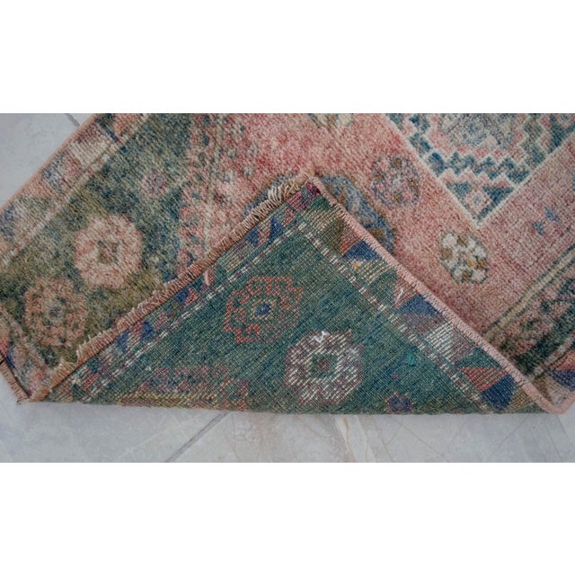 Textile Hand Made Small Turkish Rug. DoorMat Entry Decor Kitchen Mat Baht Mat - 18'' X 34'' For Sale - Image 7 of 9