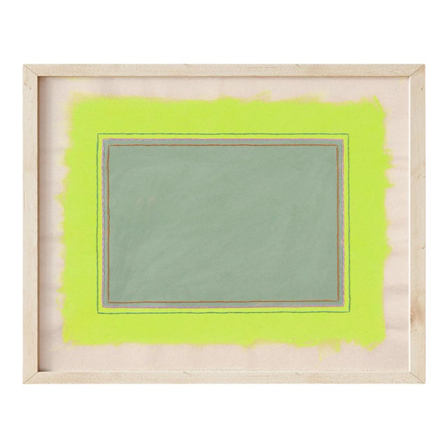 Abstract Modern Sage Green and Lime Green Fine Art Print, 16 X 20 Print in Wood Frame For Sale