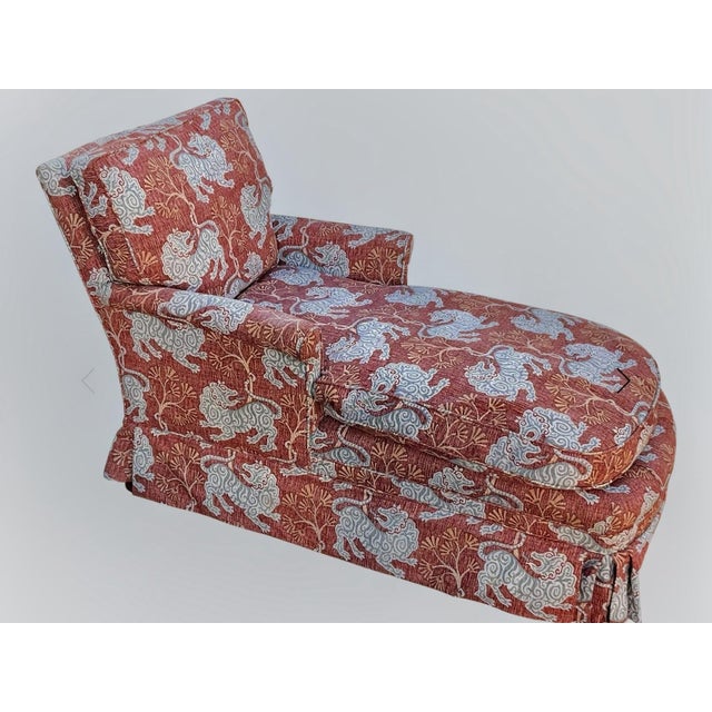 Mid-Century Regency Style Chaise Lounge W/ New Chinoiserie Tiger Upholstery For Sale - Image 10 of 12