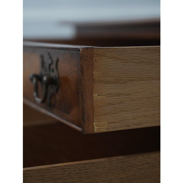 English Yew Wood Custom Made 3 Drawer Dressing Table For Sale - Image 4 of 17