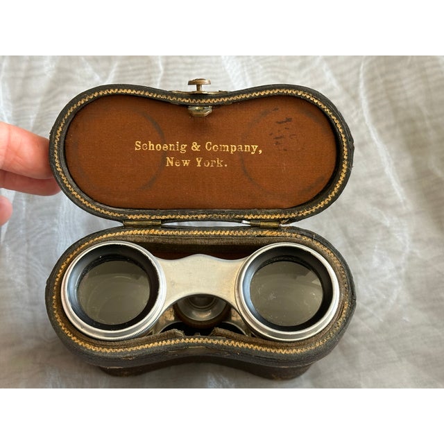 Antique Mother of Pearl French Opera Glasses in Leather Case For Sale - Image 13 of 18