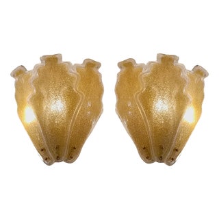 Murano Glass Gold Dust Wall Sconces, 1950s, Set of 2 For Sale