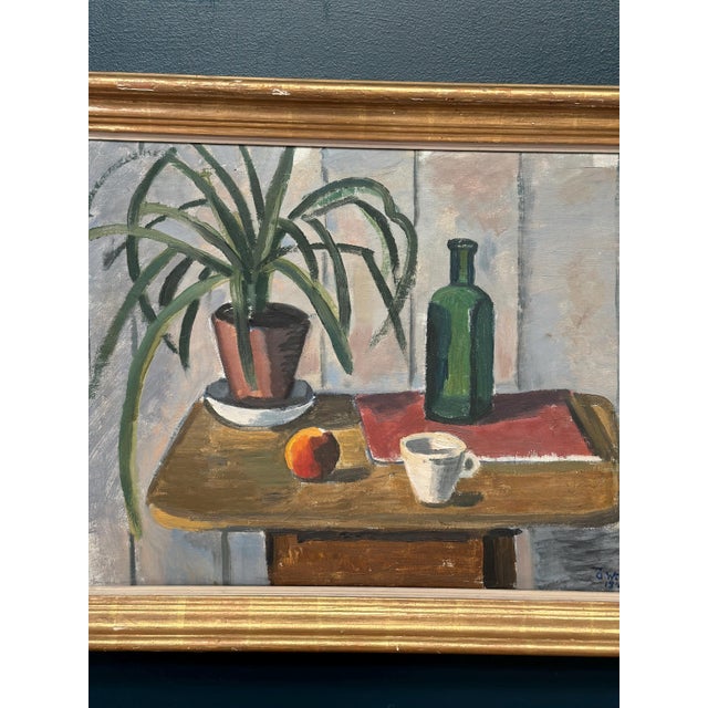 Åke Winnberg, Potted Plant and Green Bottle, 1946, Oil on Canvas, Framed For Sale - Image 10 of 16