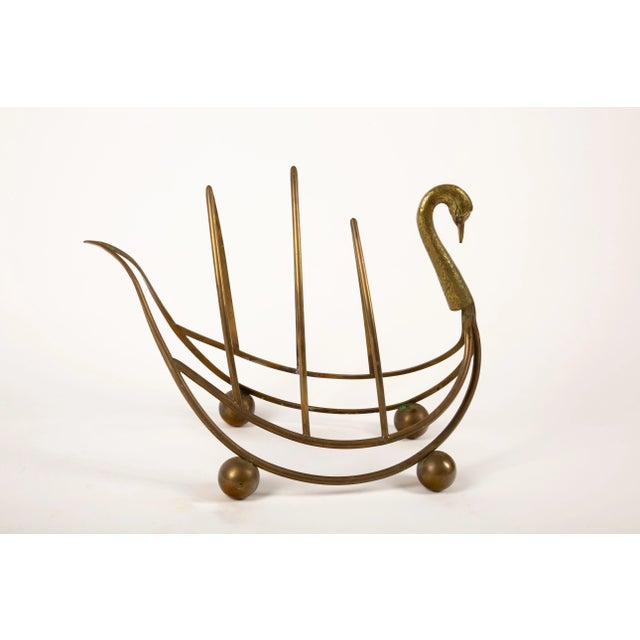Mid 20th Century Swan Song Magazine Rack – A Mid 20th Century Brass Beauty For Sale - Image 5 of 6