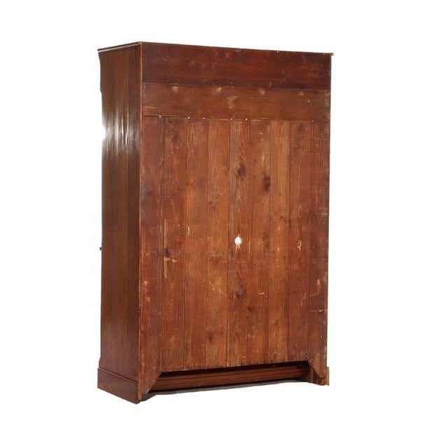 1920s Oversized Antique Oak Roll Front Bookcase Circa 1920 For Sale - Image 5 of 15