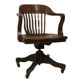 Bank of England Yale Library Swivel Desk Chair Attributed to Gunlocke For Sale