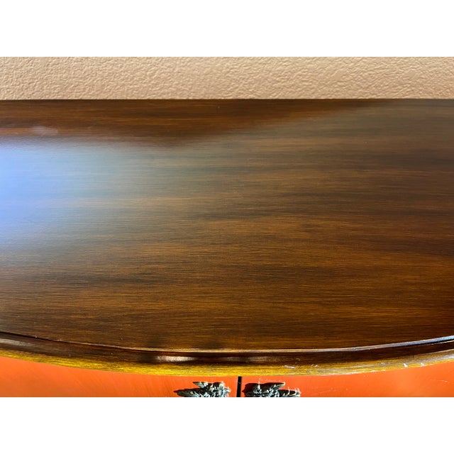 Wood Mid 20th Century Vintage Red Chinese Console French Style Cabinet For Sale - Image 7 of 9