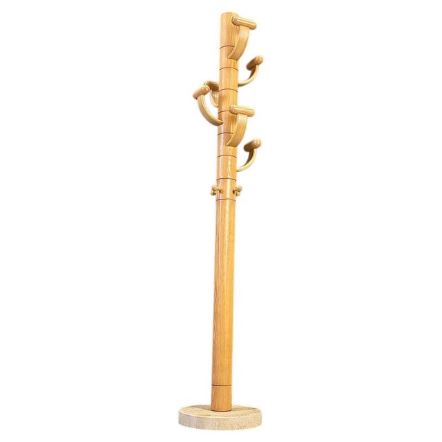 Vintage Travertine and Ash Wood Coat Rack by Ettore Sottsass, 1980s For Sale - Image 10 of 10