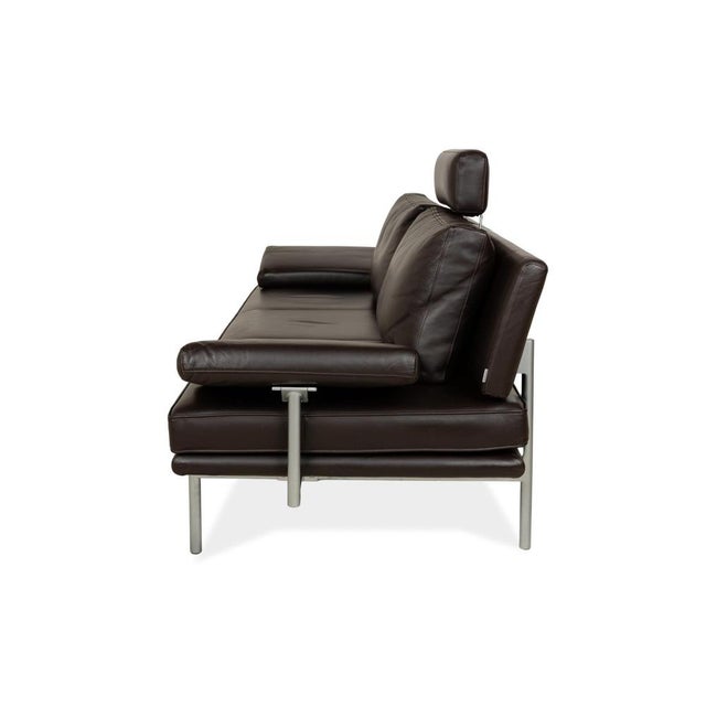 Living Platform Leather Three-Seater Sofa and Brown Ottoman from Walter Knoll, Set of 2 For Sale - Image 15 of 17