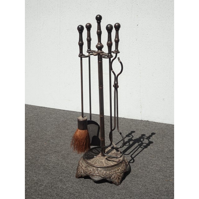 Share Set of Four Vintage French Country Black Cast Iron Fireplace Tools For Sale In Los Angeles - Image 6 of 17