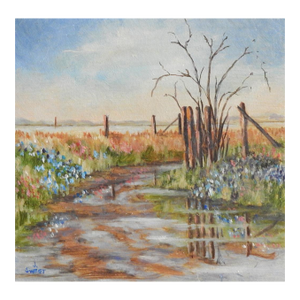 1985 Small Bluebonnet Landscape Painting