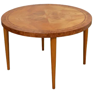 Vintage Swedish Art Moderne Round Golden Burl Elm End or Side Table