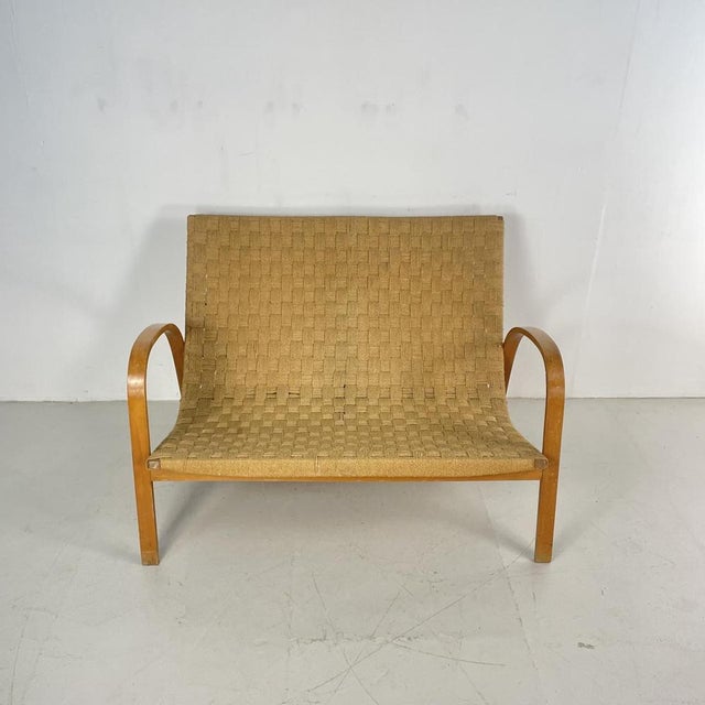 Mid-Century Italian Wood and Chord Lounge Bench For Sale - Image 3 of 16