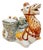 Large Scale Mid-Century Italian Majolica Camel Figural Centerpiece With Chinoiserie Floral Covered Jars For Sale