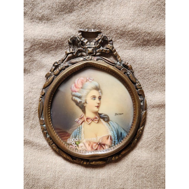 Antique portrait miniatures from the early to mid 1800s. Painted in the Louis XVI style these portraits were hand painted...