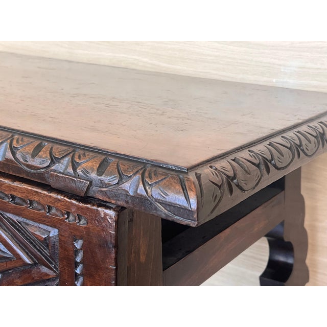 Late 18th Century 18th Spanish Console Table with Carved Drawers and Original Hardware For Sale - Image 5 of 18