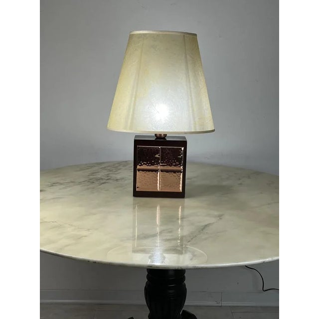 1990s Italian Table Lamp in Walnut and Copper, 1990s For Sale - Image 5 of 13