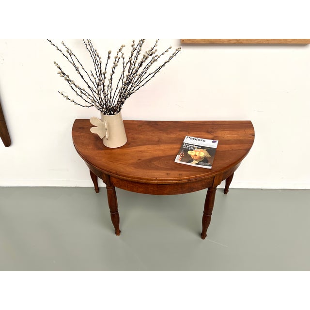 Half-Moon Table in Walnut, 1900s For Sale - Image 10 of 18