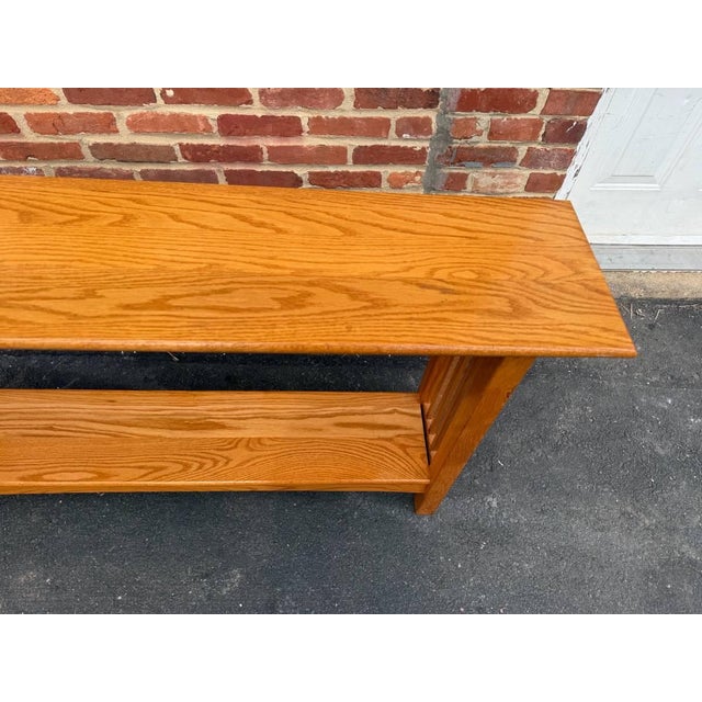 Late 20th Century Mission Art & Craft Style Oak Console Table For Sale - Image 4 of 15