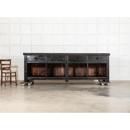English Monumental Ebonised Pine Worktable, 1900s For Sale - Image 4 of 14