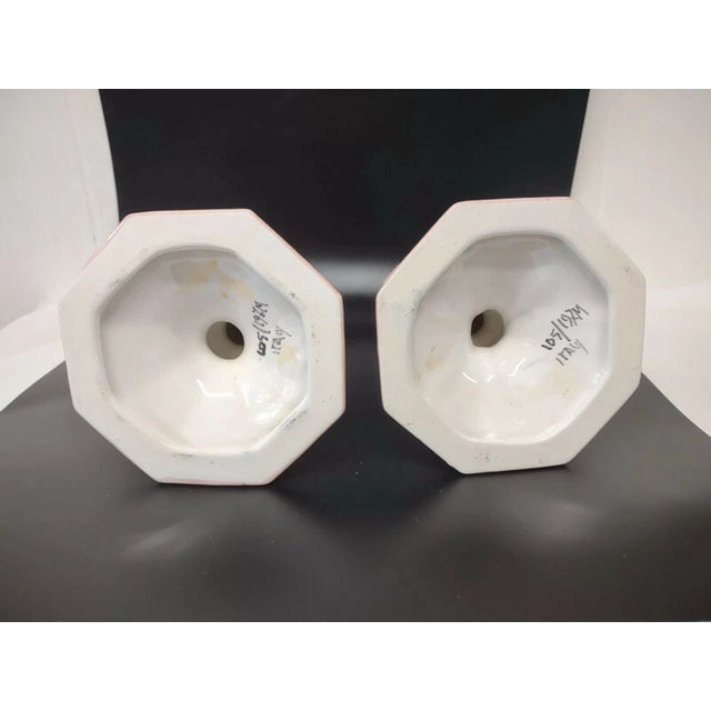 1990s Vintage Italy Handpainted Candlestick Holders -Set of 2 For Sale - Image 5 of 6