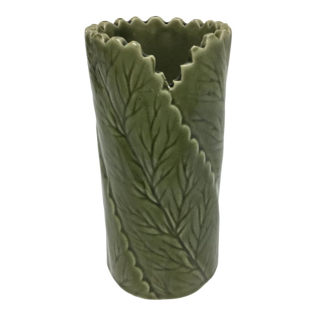 Vintage Leaf Wrapped Ceramic Vase Chairish