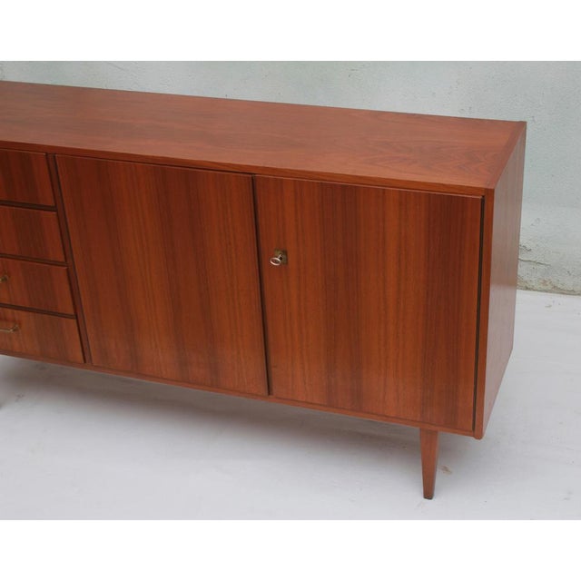 Brown Sideboard in Walnut with 4 Drawers, 1965 For Sale - Image 8 of 9
