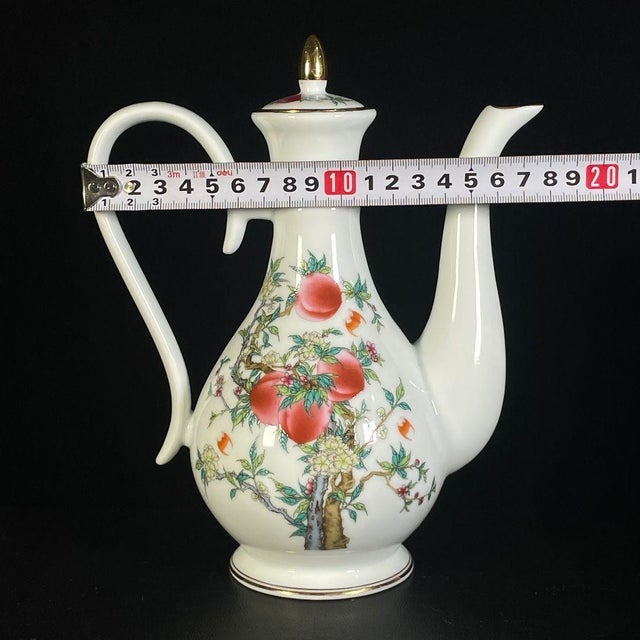 Chinese Late 20th Century Chinese Famille Rose Porcelain Tea Set With Peach Motif - 11 pcs For Sale - Image 3 of 9