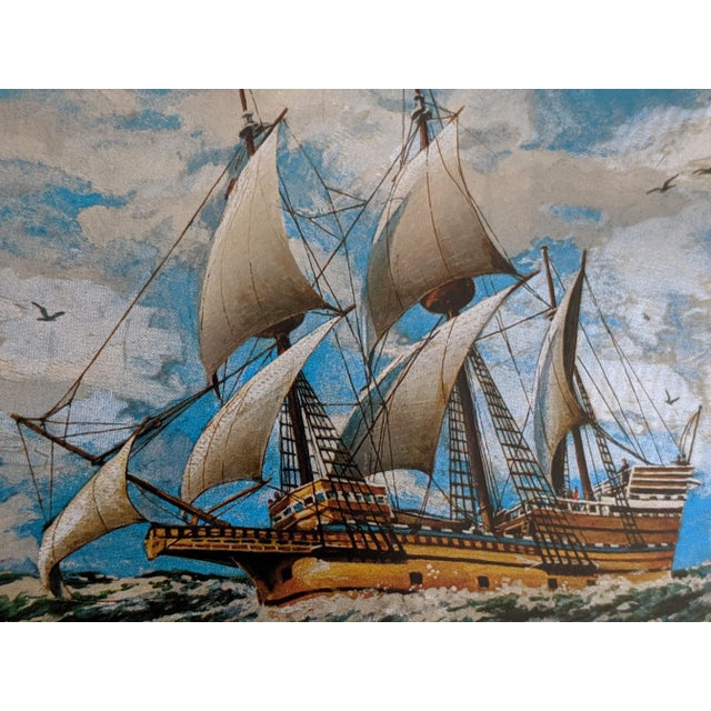 Vintage Nautical Clipper Ship Color Foil Prints Framed in Faux Bamboo Frames- A Pair For Sale - Image 9 of 11