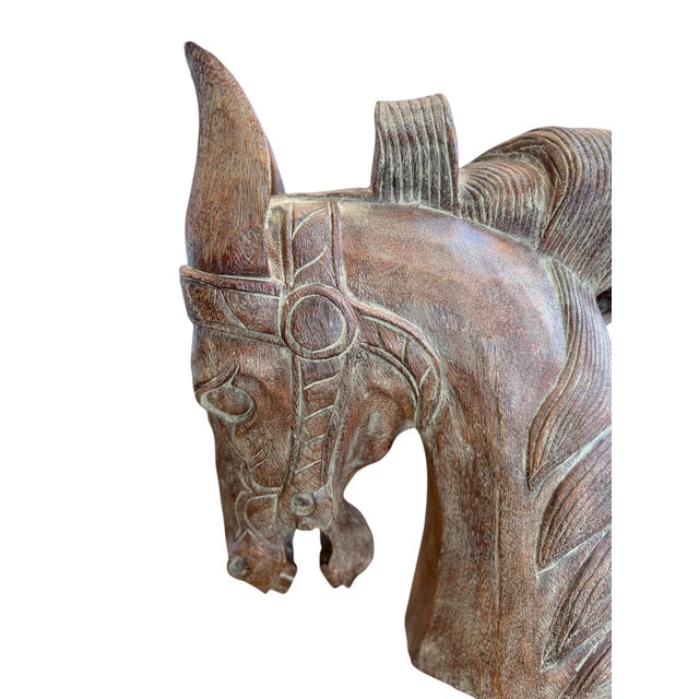 Wood 19th Century Extraordinary Decorative Wooden Horse Head. For Sale - Image 7 of 9