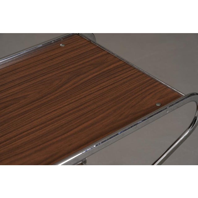 Brown Vintage Aluminium and Plywood Bar Cart, Germany, 1980s For Sale - Image 8 of 9