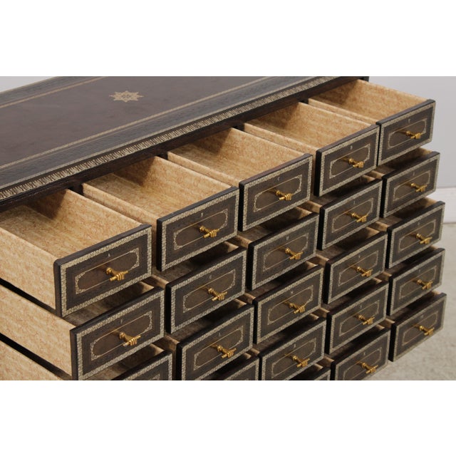 Brown Maitland Smith Leather Wrapped Apothecary Chest For Sale - Image 8 of 18