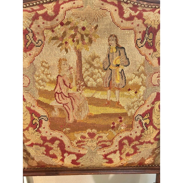 Antique French Louis XV Rococo Revival Walnut Fauteuil With Original Needlepoint Petit Point Upholstery, Circa 1880 For Sale - Image 12 of 18