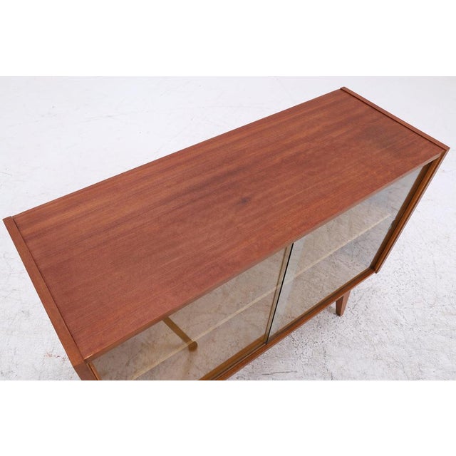 Wood Mid-Century Modern Walnut Display Cabinet with Glass Sliding Doors, 1960s For Sale - Image 7 of 13